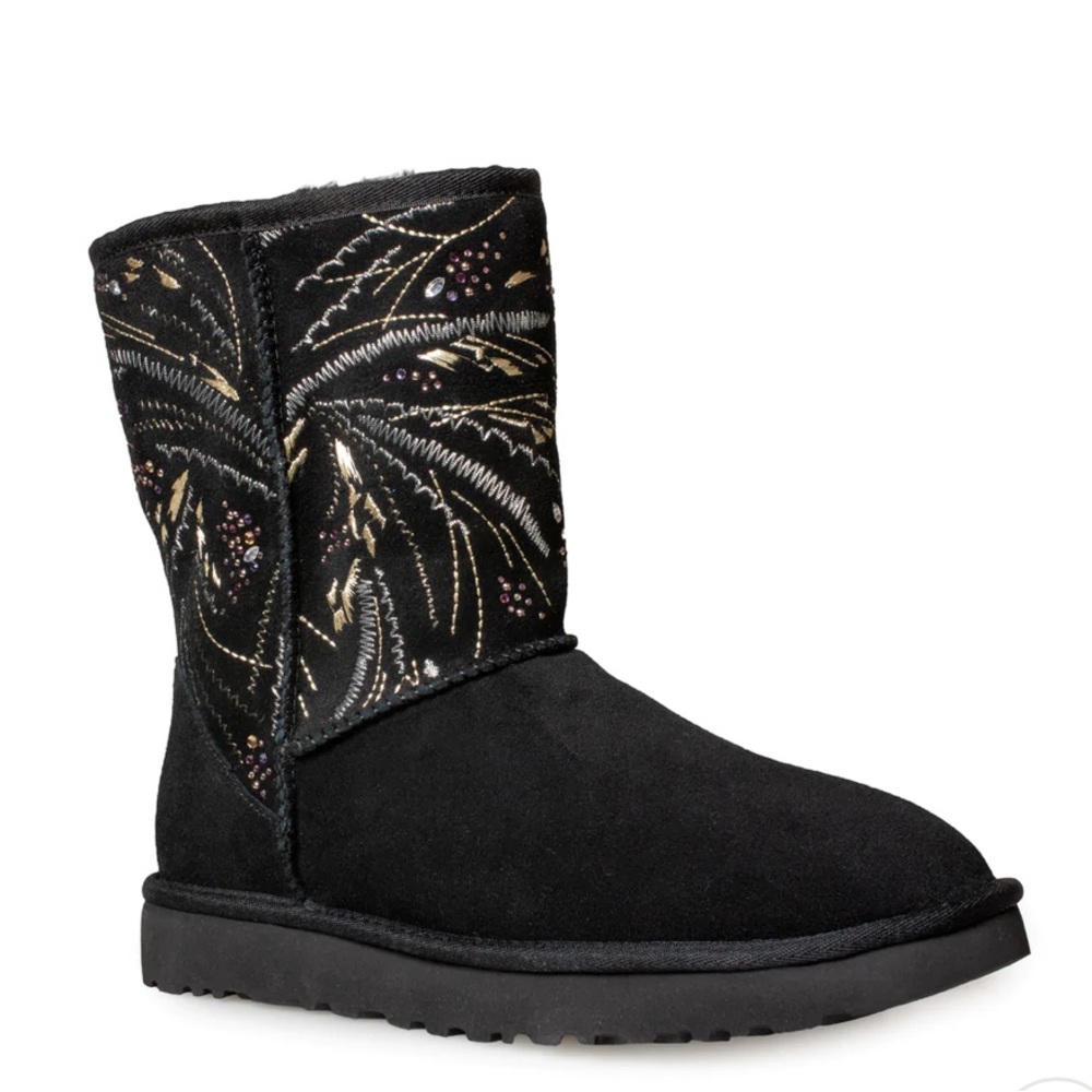 UGG CLASSIC SHORT GOLD BURST BLACK BOOTS  WOMEN'S size 7